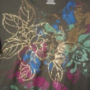 Olive Green Floral T-Shirt Size 2X (18/20)